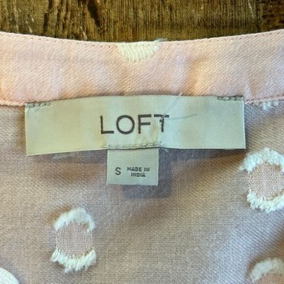 Ann Taylor LOFT Swiss Pink Dot Pullover Blouse Peasant Small - Picture 5 of 7